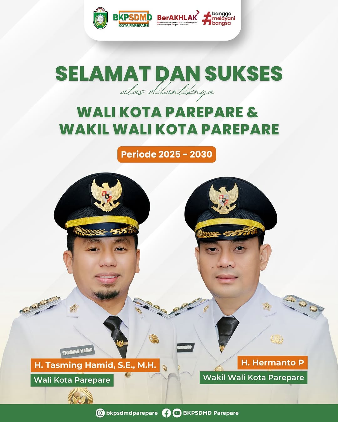 Wali Kota Parepare dan Wakil Wali Kota Parepare - Tasming Hamid dan Hermanto